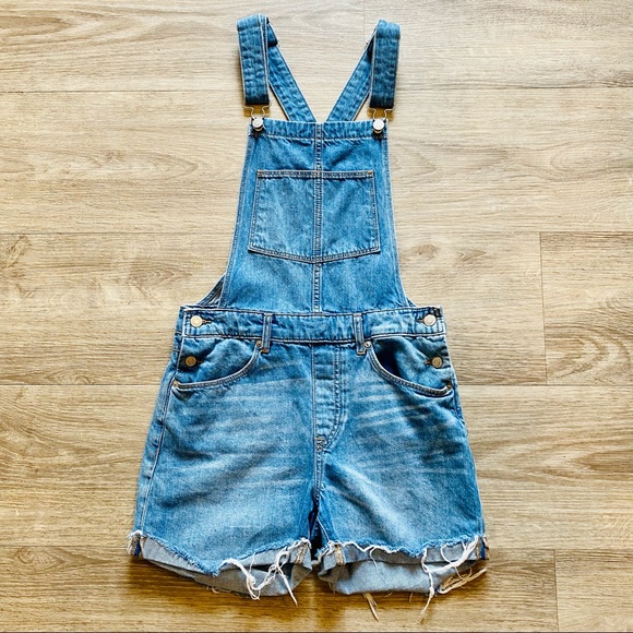 H&M Pants - H&M Frayed Hem Jean Overall Shorts